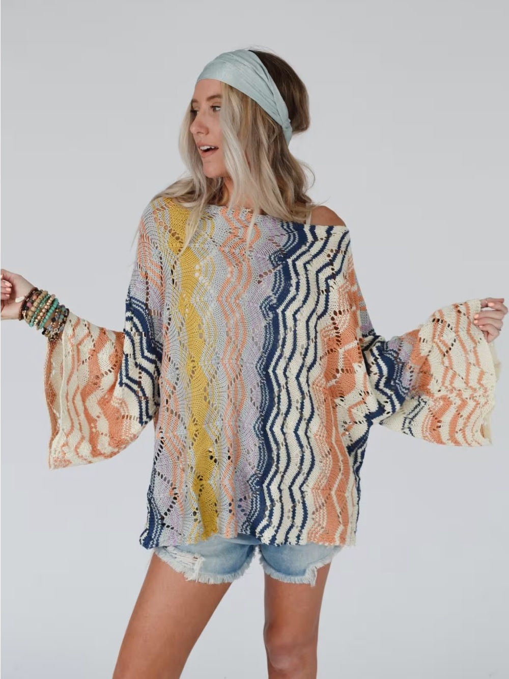 Boho Open-Knit Sweater - Slouchy Fit